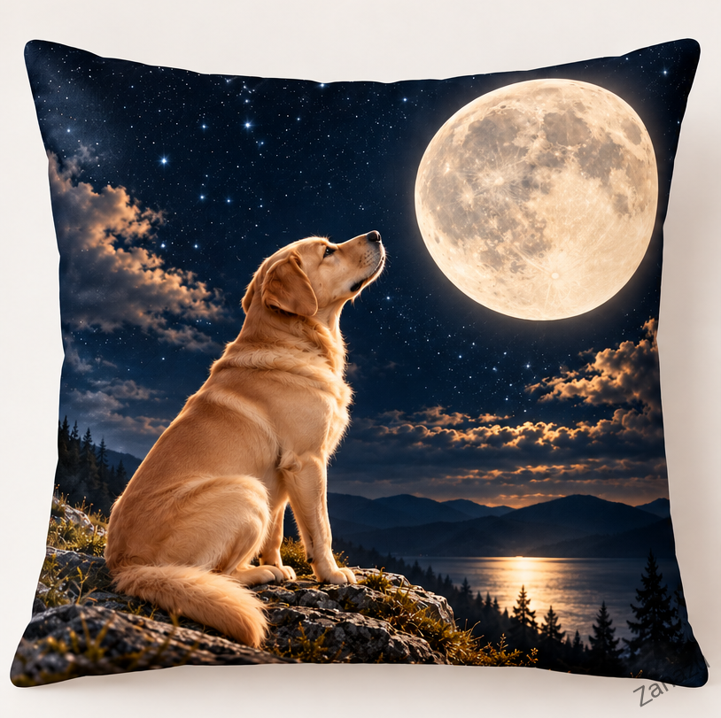 Polštář labrador pod měsíčním svitem – 40 × 40 cm