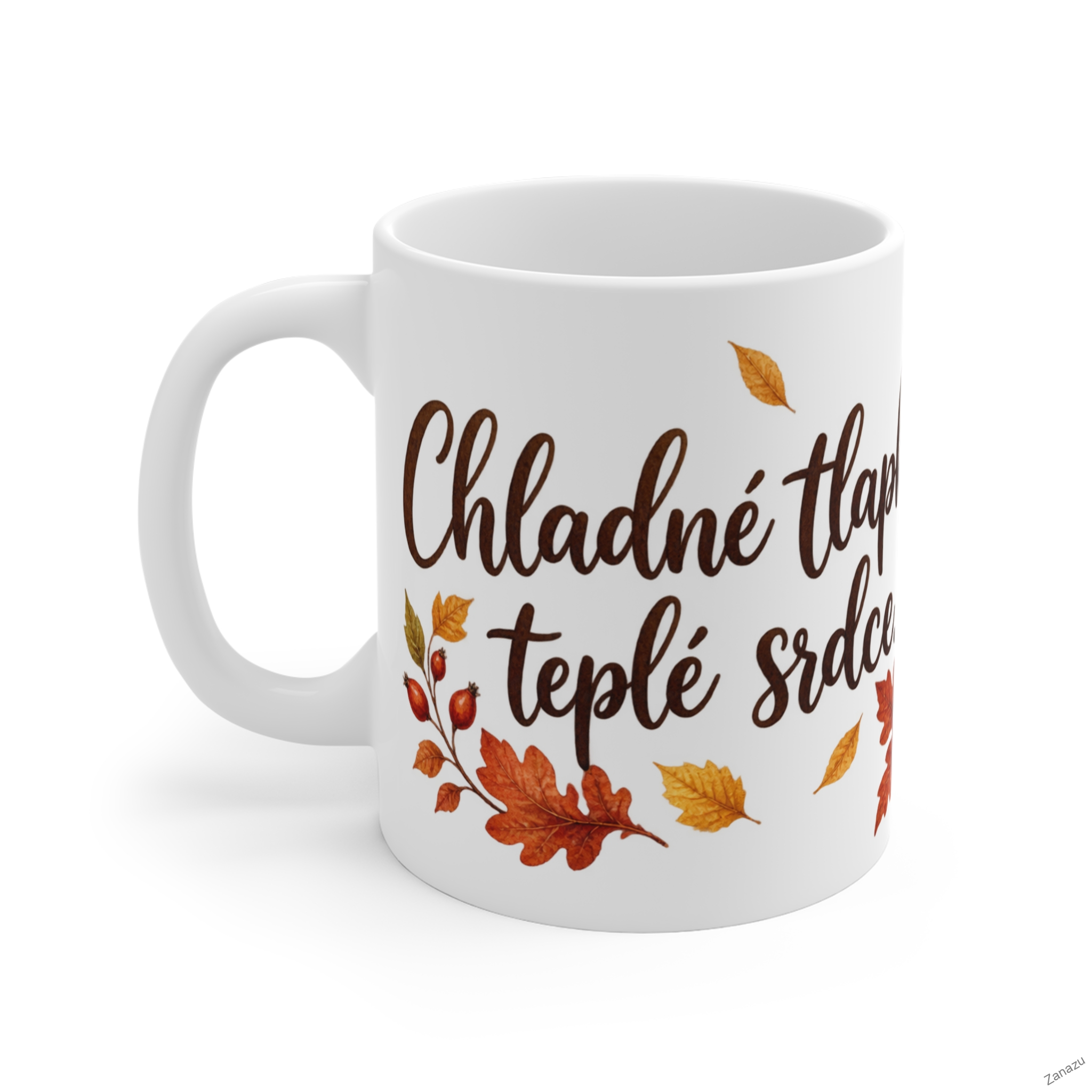 Podzimní hrnek s kočkou – „Chladné tlapky, teplé srdce.“