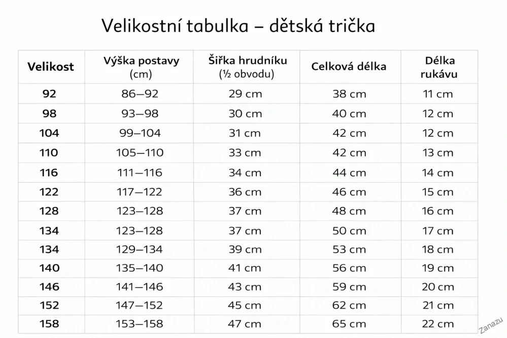 Dětské tričko s krátkým rukávem