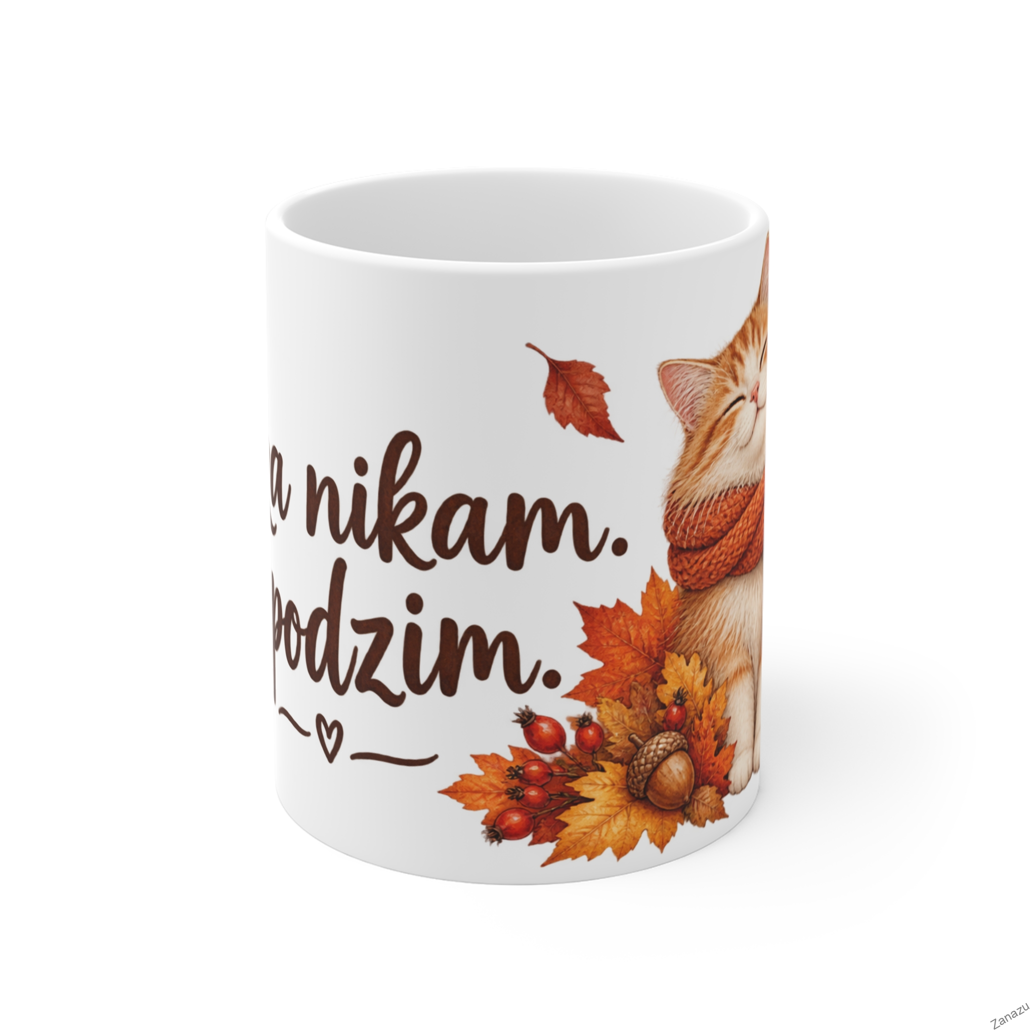 Podzimní hrnek s kočkou – „Dneska nikam. Je podzim.“